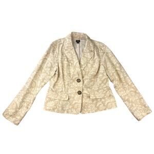 Mossimo Womens Structured 2 Button Blazer Beige White Floral Size XL